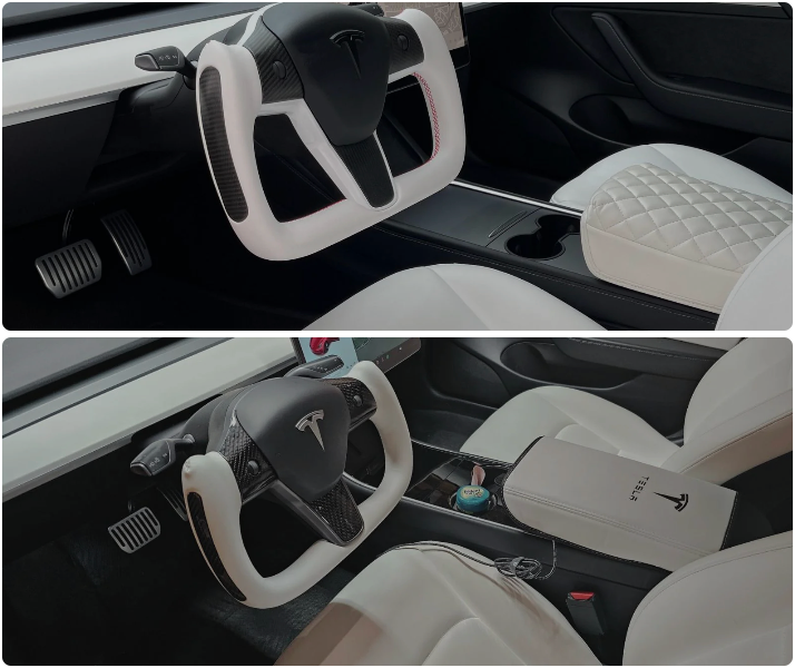 Tesla Model 3 / Y Yoke Steering Wheel Real Carbon Fiber Style B
