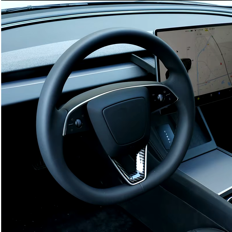 Tesla Model 3 Highland 2024+ Steering Wheel Low Cover Plate Trim Cover Gloss Caron Fiber style