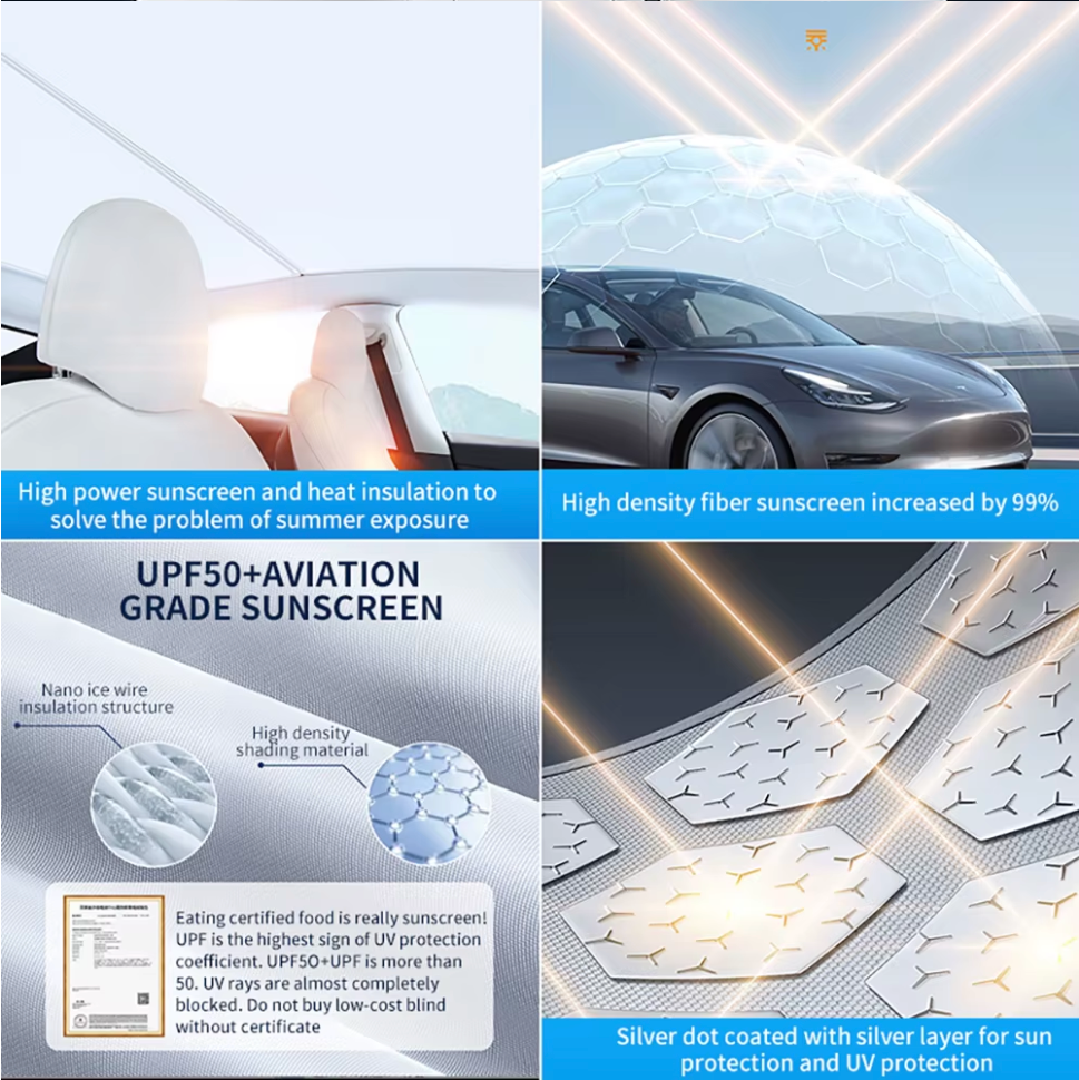 Tesla Model Y Glass Roof Sunshade Heat Insulation Ice Crystal 2020-2025