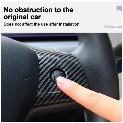 Tesla Model 3/Y Gloss Carbon Fiber Steering Wheel Decorative Patch Stick