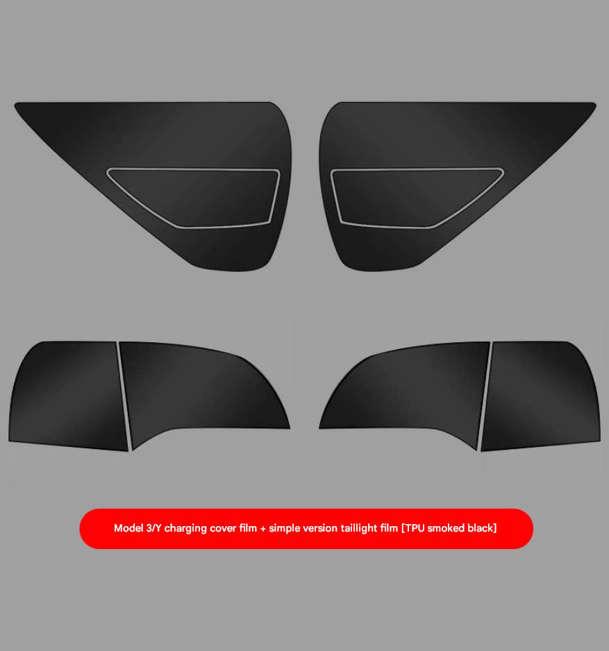 Model Y Model 3 Front Rear light PPF Pre Cut Smoke Tint