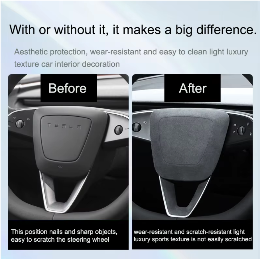 Model 3 highland steering wheel airbag Alcantara Decorative Sticker