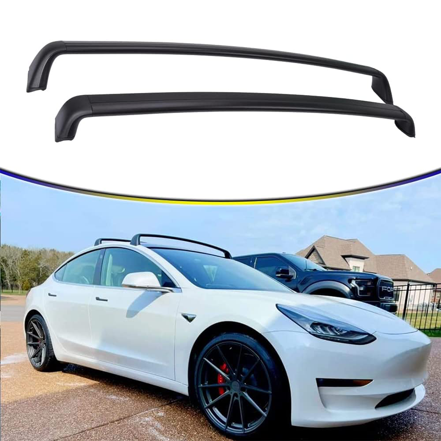 Tesla Model 3 Roof Rack Crossbars 2017 2023 Heavy Duty 180lbs Free