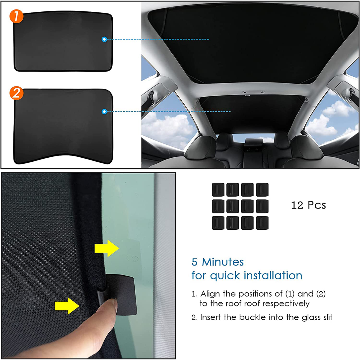 Tesla Model 3 Glass Roof Sunshade Heat Insulation