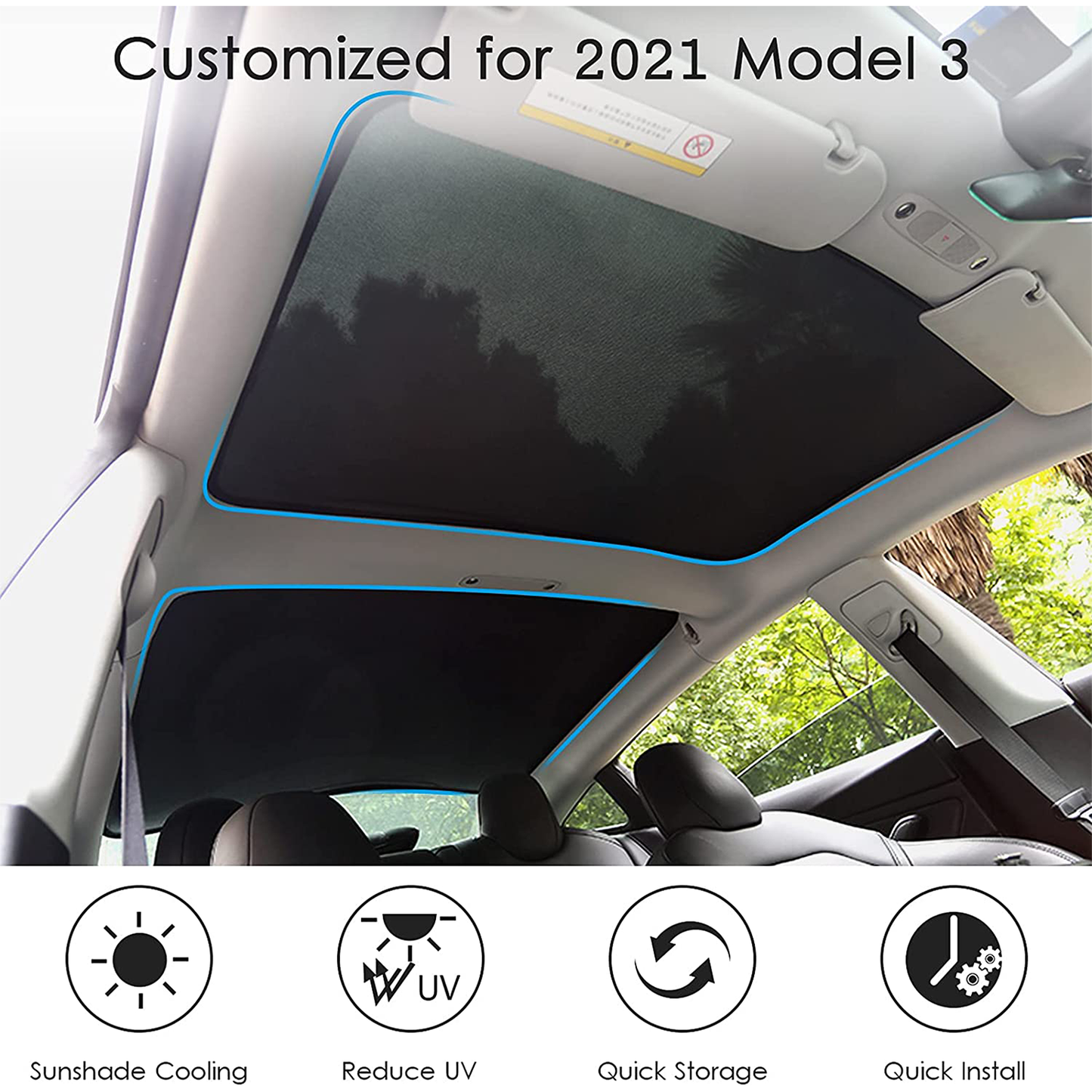 Tesla Model 3 Glass Roof Sunshade Heat Insulation