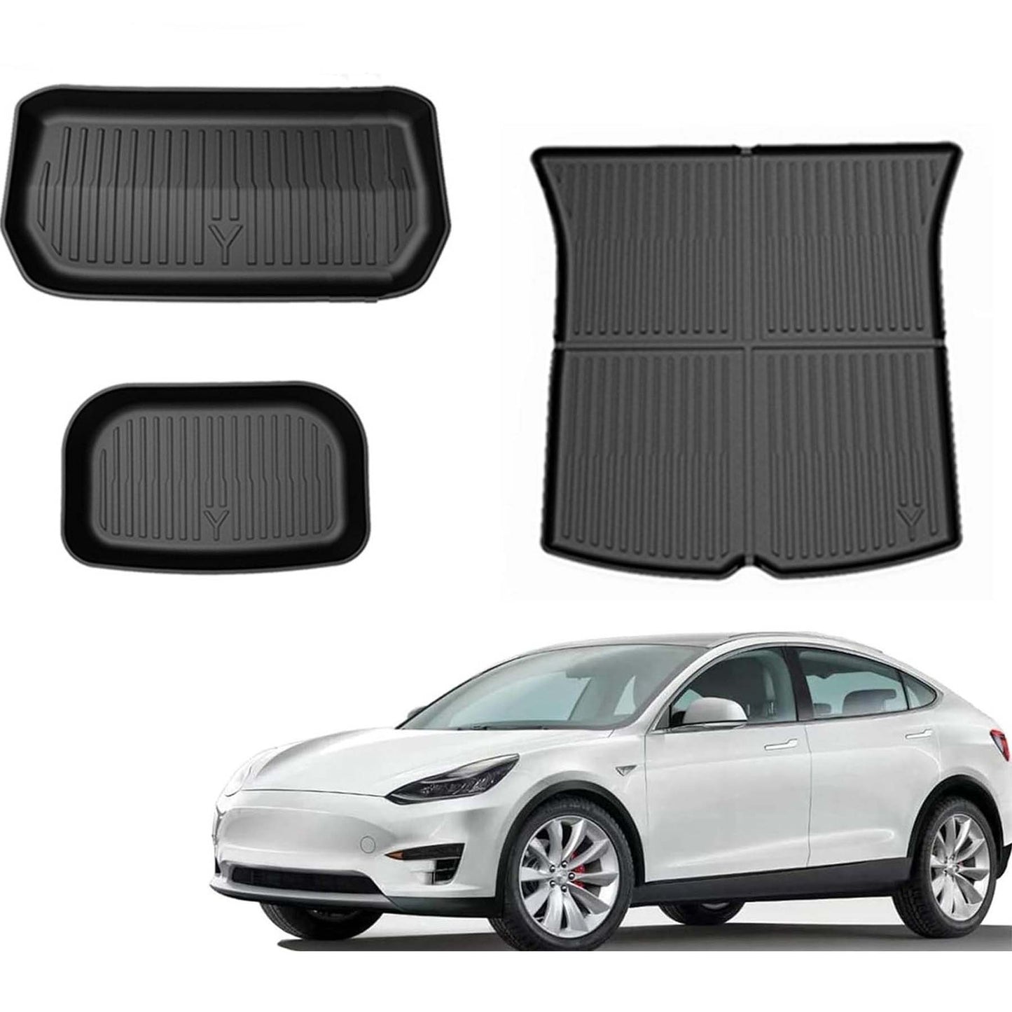 Tesla Model Y 2020-2023 Frunk Trunk Tool Box Back seat cover mat 3pcsTPE XPE All-weather 3D Mats