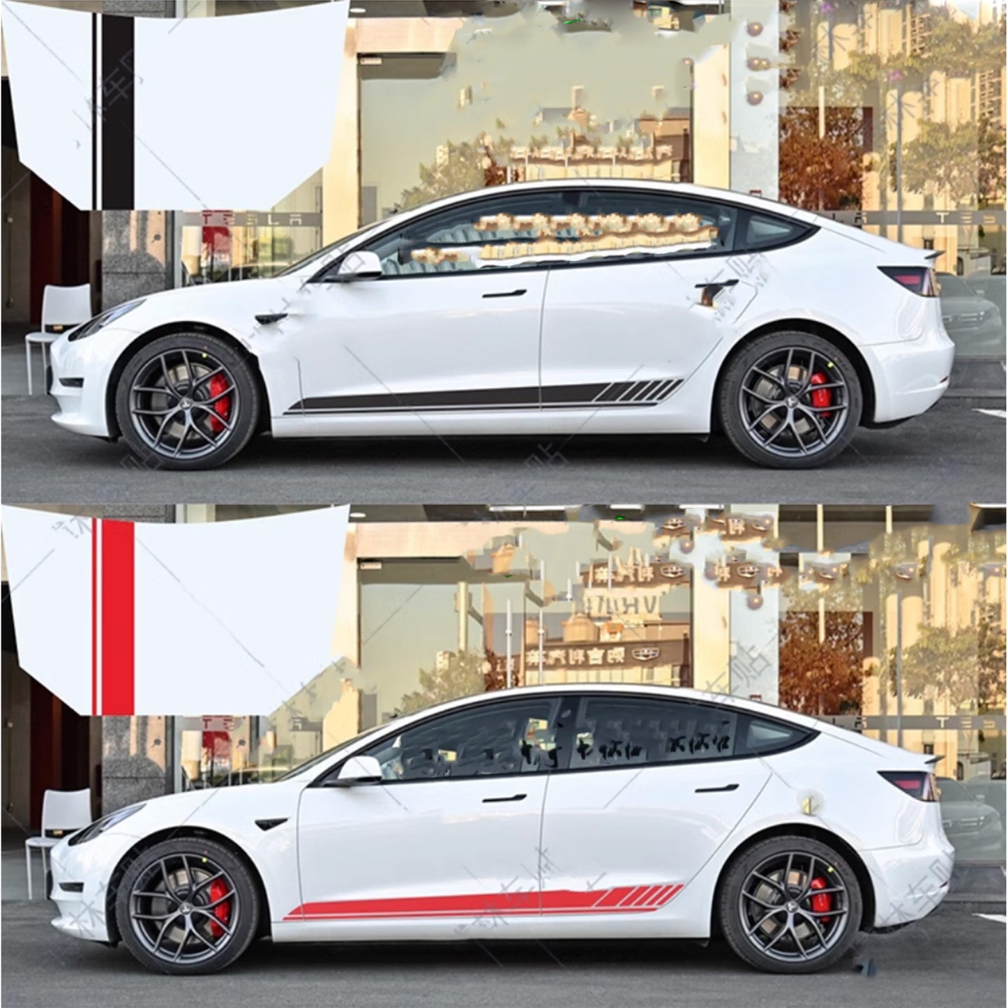 Tesla Model 3 body Hood and Side Shirt Vinyl Decals Stickers 2018-2024+