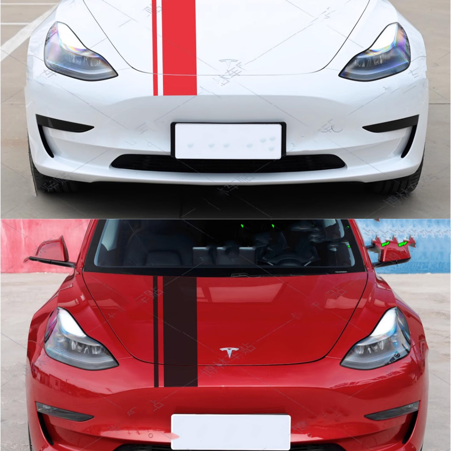 Tesla Model 3 body Hood and Side Shirt Vinyl Decals Stickers 2018-2024+