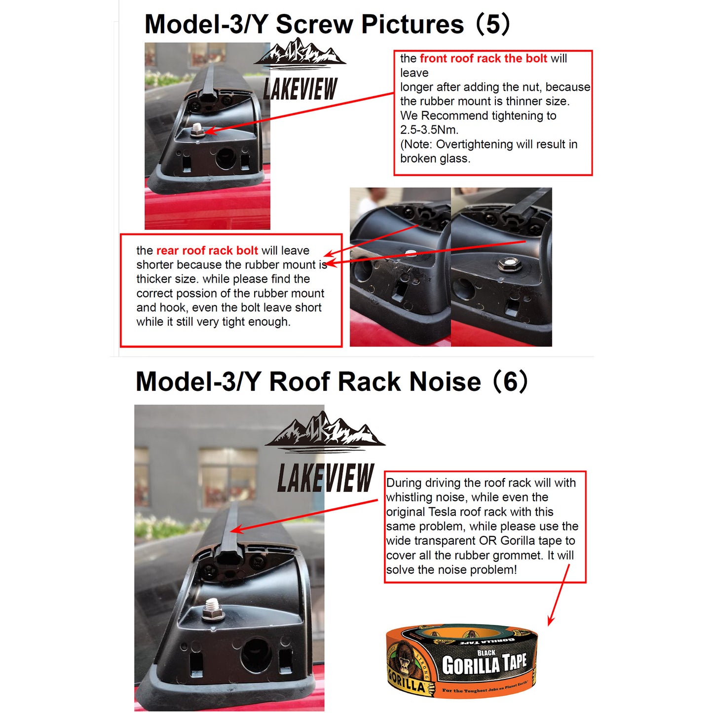 Tesla Model Y Roof Rack Crossbars 2020-2024 Heavy Duty 180lbs