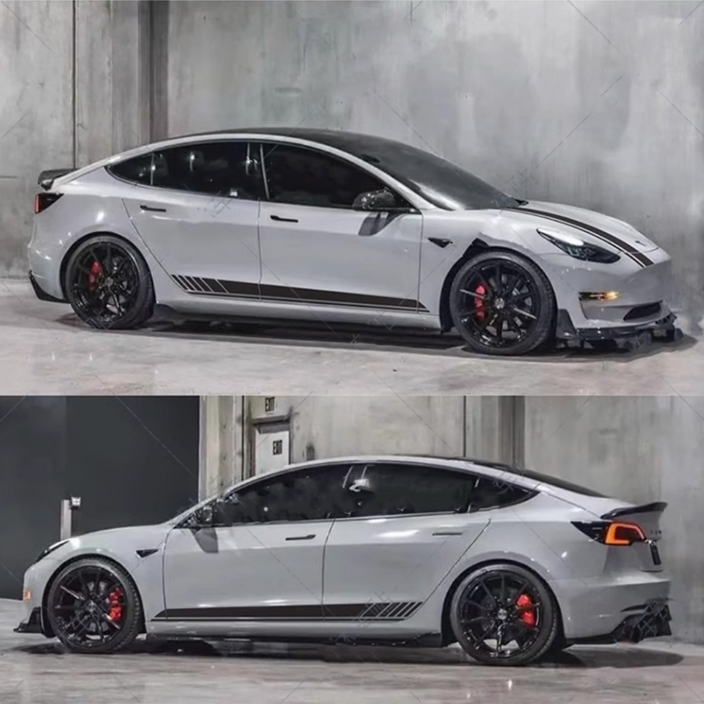 Tesla Model 3 body Hood and Side Shirt Vinyl Decals Stickers 2018-2024+