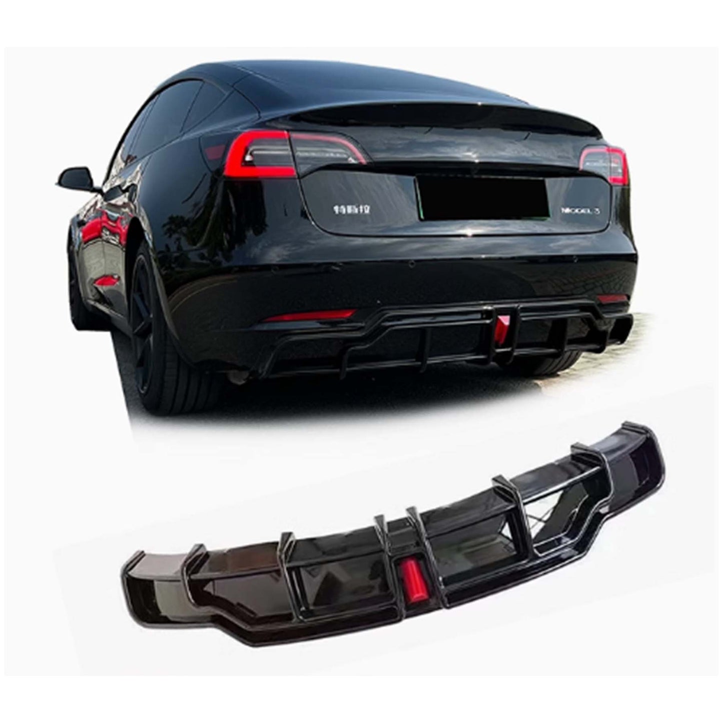 Tesla Model 3 Rear Diffuser Lip C Style