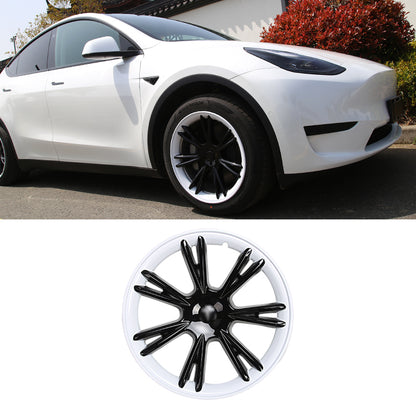 Tesla Model Y Black and White Rims Cover 19 inch 4PCS/Set Full Cover Protecting Hub