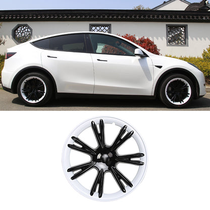 Tesla Model Y Black and White Rims Cover 19 inch 4PCS/Set Full Cover Protecting Hub