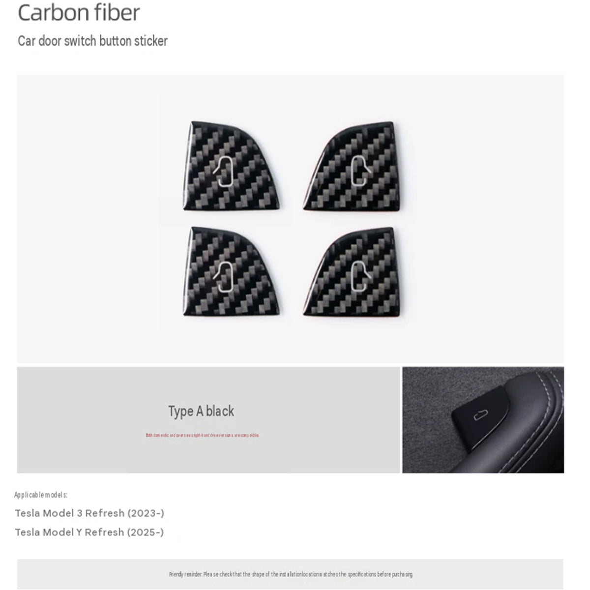 Model 3 / Model Y Interior Carbon Fiber Sticker