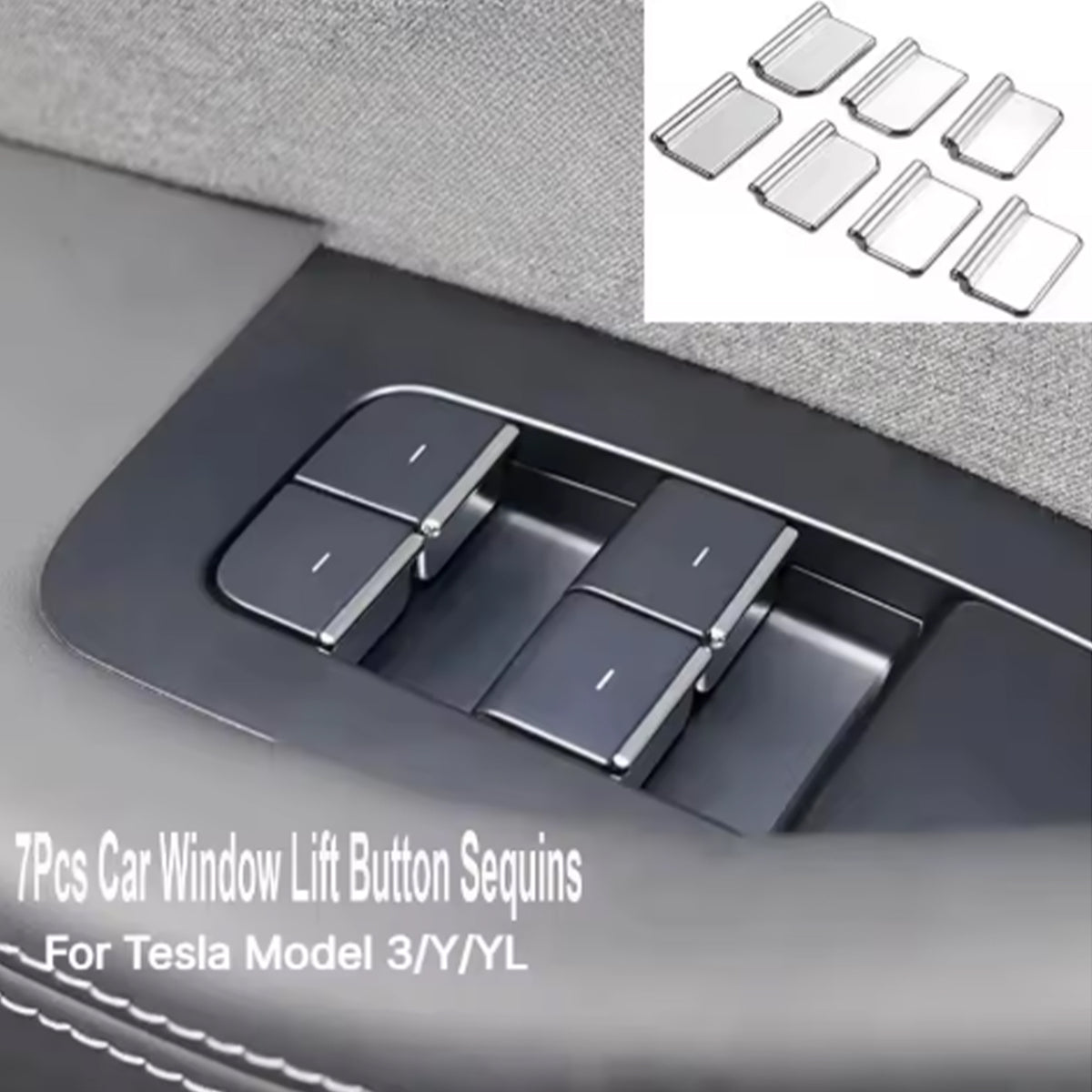 Model 3 Model Y Window Lift Button Sequins Trim 7 pcs