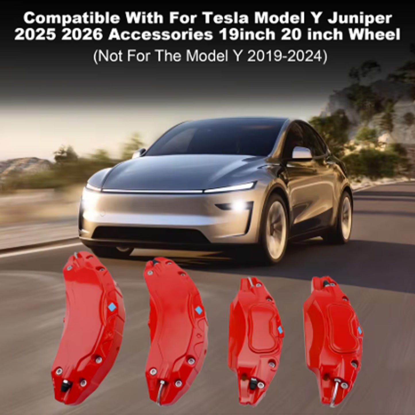 Tesla Model Y Juniper Brake Caliper Aluminum Cover Red Green