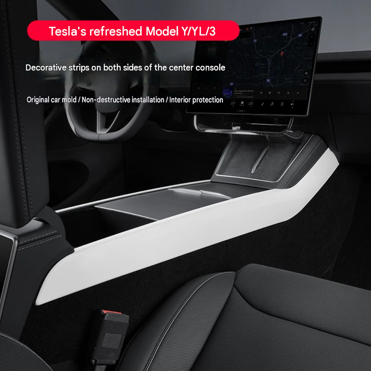 Model 3 Model Y Center Console Side Decorative White Strip