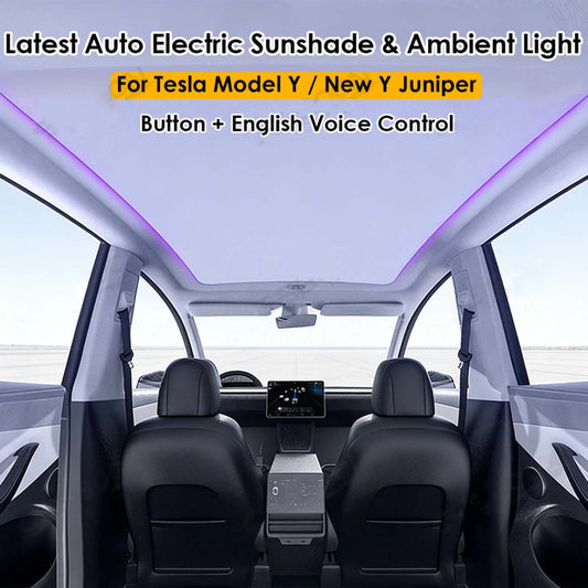 Tesla Model Y Voice Control Electric sunshade With Ambient Lights