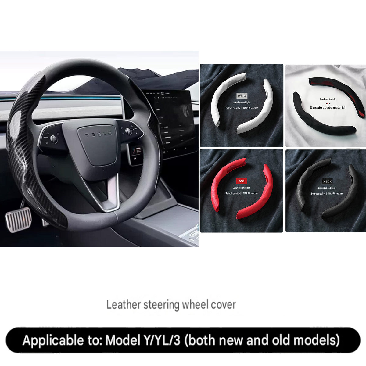 Tesla Model 3 Model Y Car Steering Wheel Cover 2 pcs
