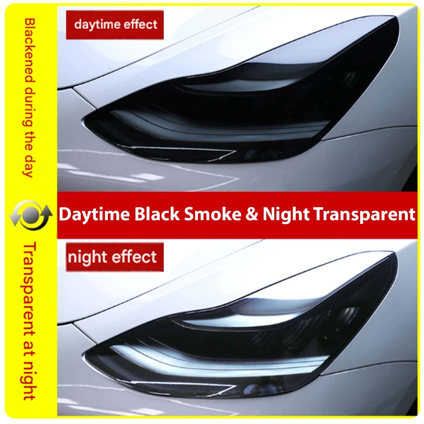 Model 3 Y Photochromic Tint Headlight Self Healing TPU Smoke Protection Film