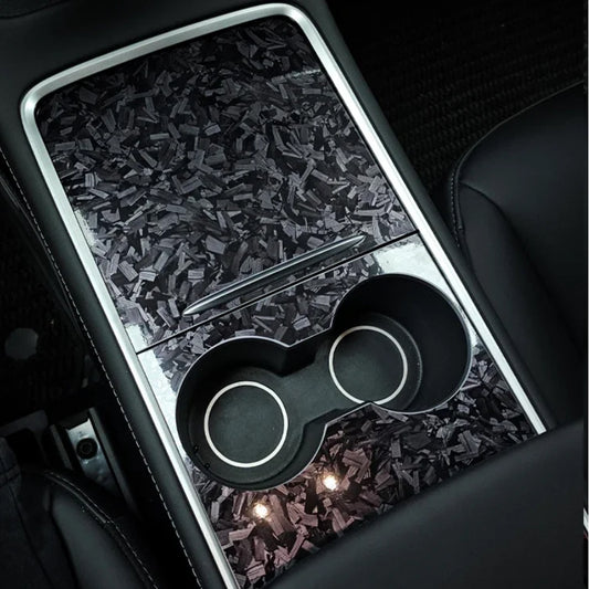 Tesla Model 3 Model Y Center Console  Forged Carbon Silver Sticker