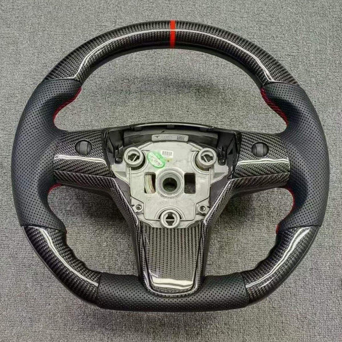 Model 3 Model Y Glossy Rear Carbon Fiber Steering Wheel Replacement