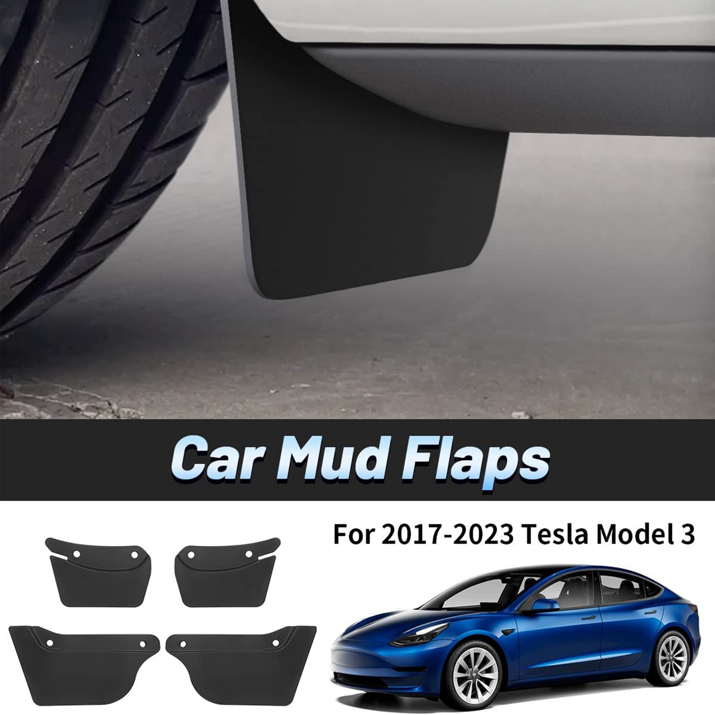 Tesla Model 3 Mud Flaps Kit Splash Guards Fender