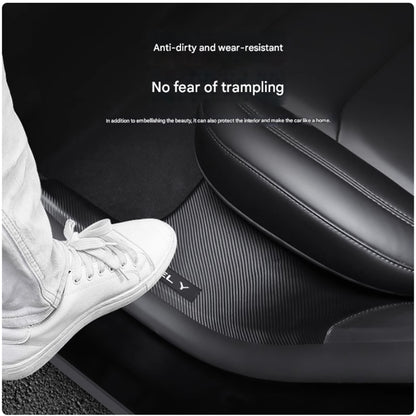 Tesla Model 3 Highland Door Sill Protector Anti-Kick Protect Carbon Fiber pattern
