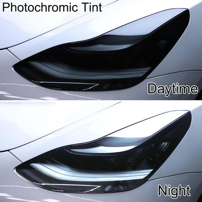 Model 3 Y Photochromic Tint Headlight Self Healing TPU Smoke Protection Film