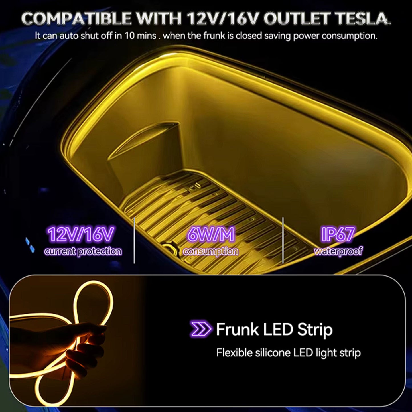 Tesla Model 3 Model Y Frunk light Auto ON/OFF Warm White 3000K