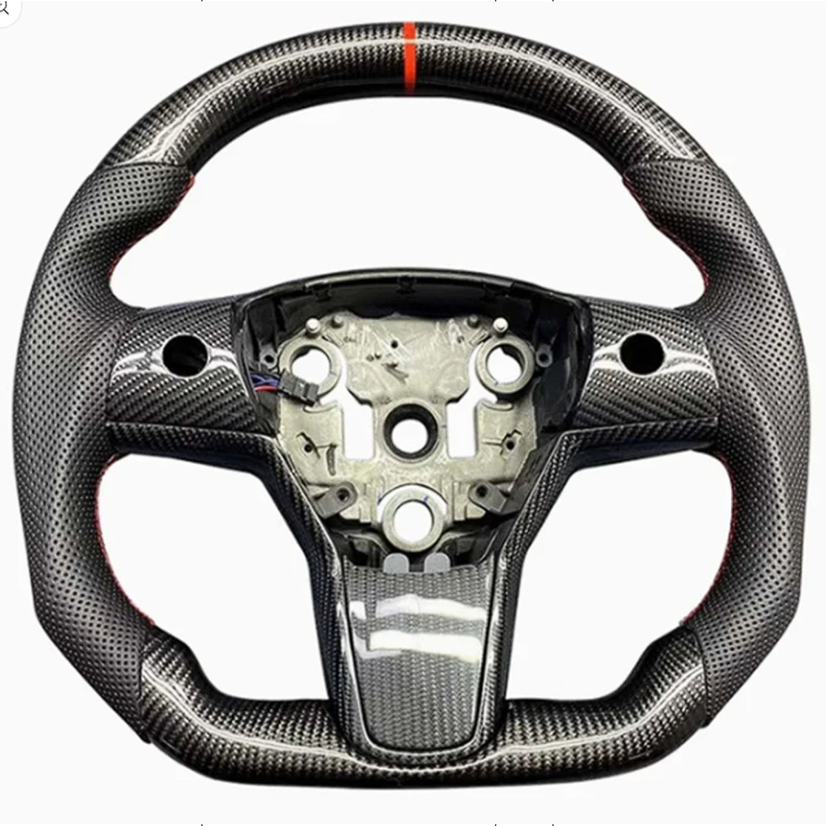Model 3 Model Y Glossy Rear Carbon Fiber Steering Wheel Replacement
