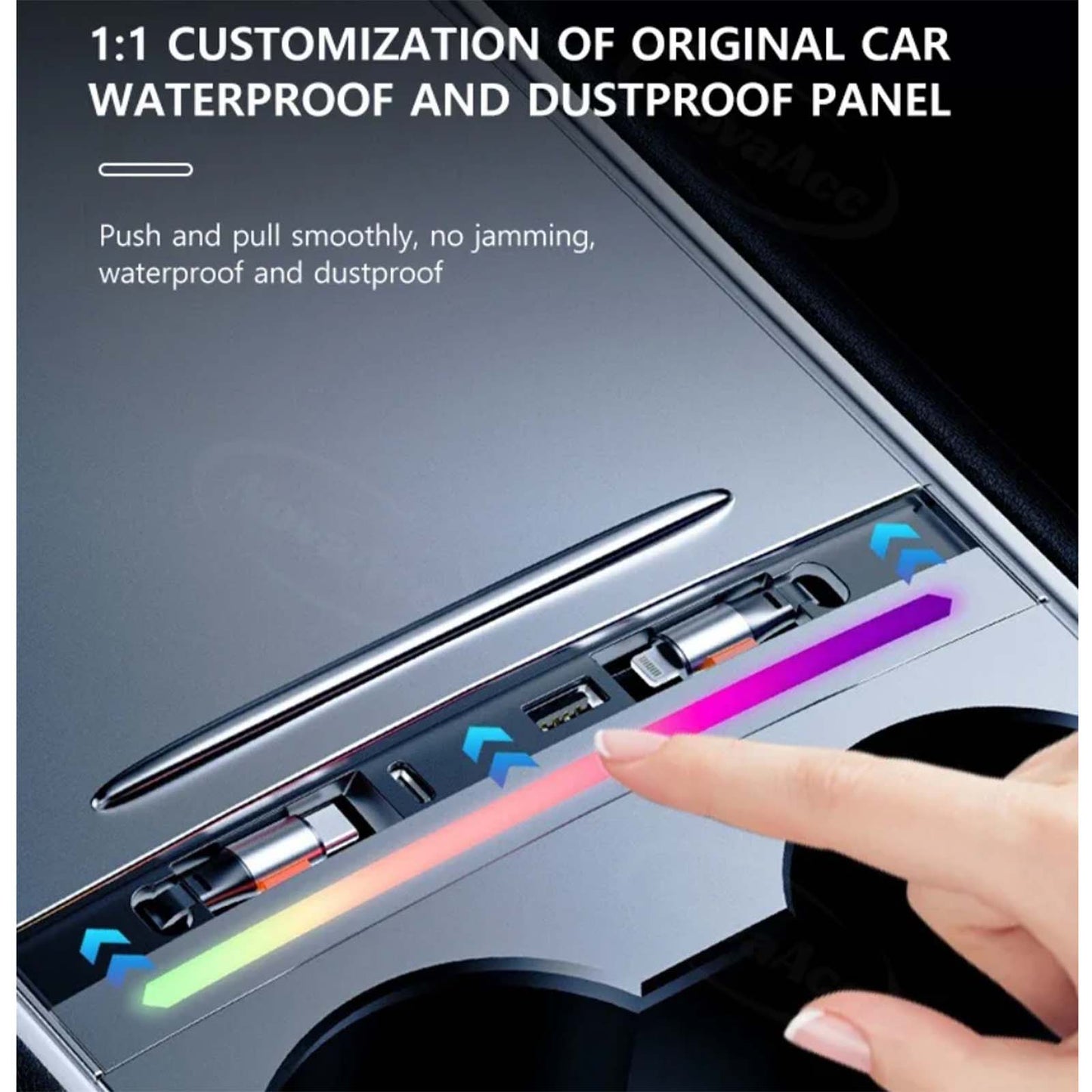Tesla Model 3 Model Y Docking Station with Ambient Lights Type-C x2