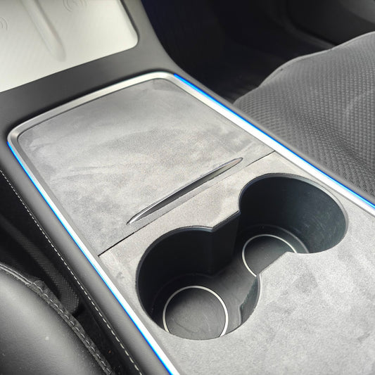 Tesla Model 3 Model Y Center Console Decoration Alcantara Light Gray
