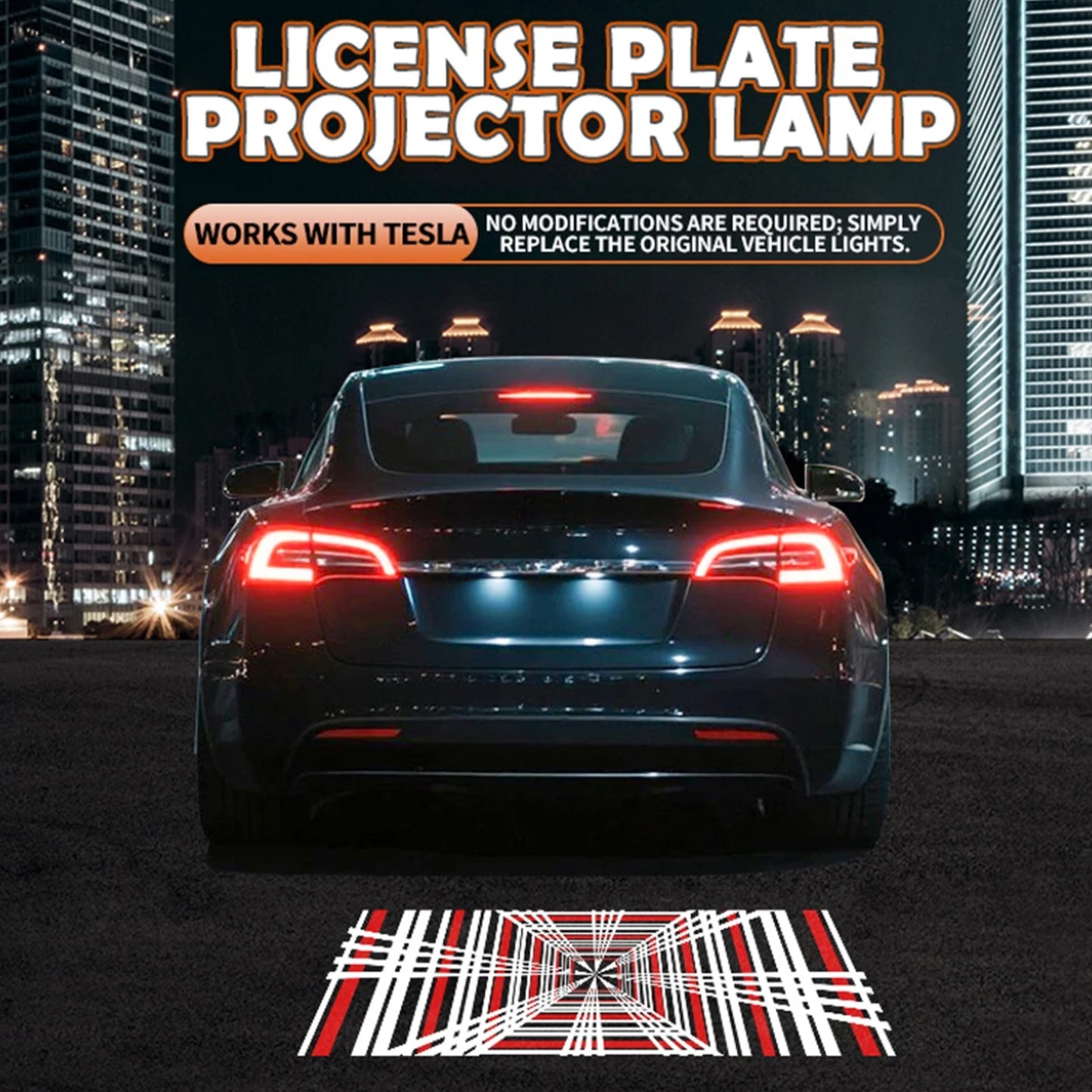 Tesla License Plate Lights Plaid Emblem Logo