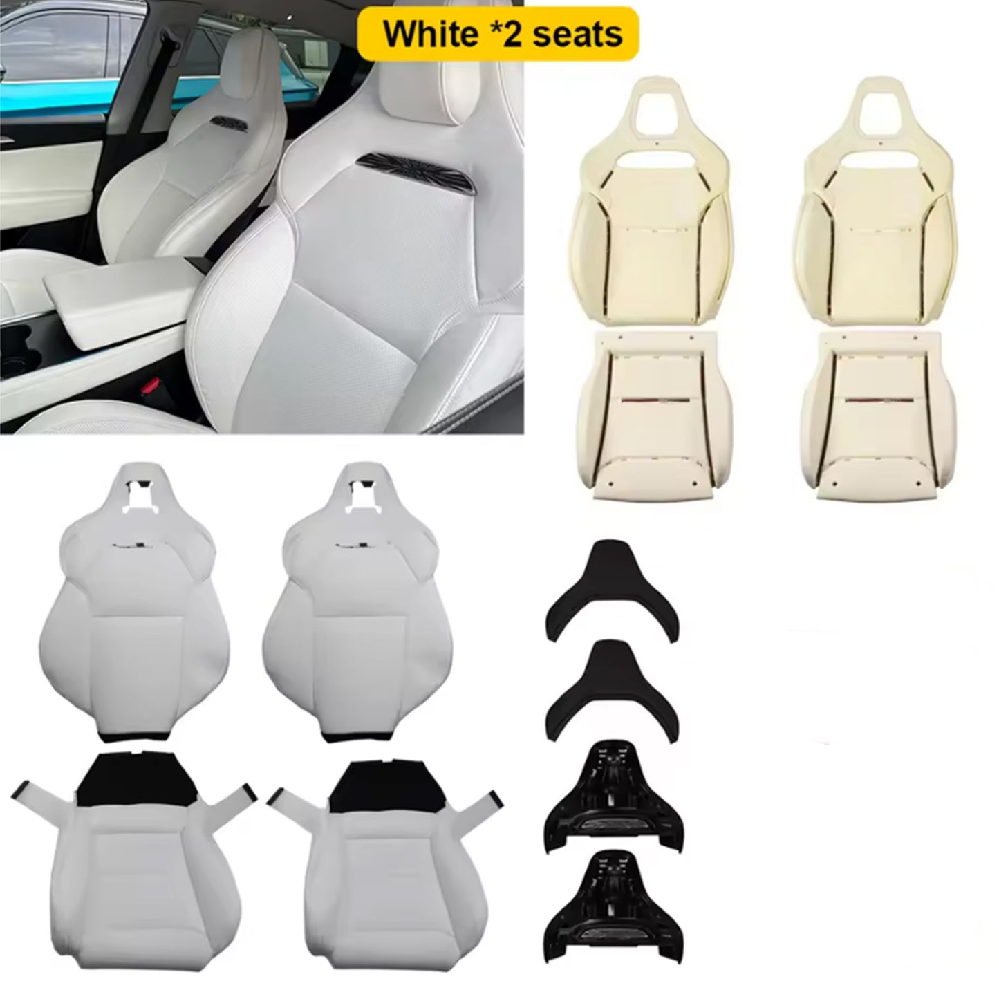 Tesla Model 3 Y Front Seats Performance Seat Replacement Nappa Leather With Installation