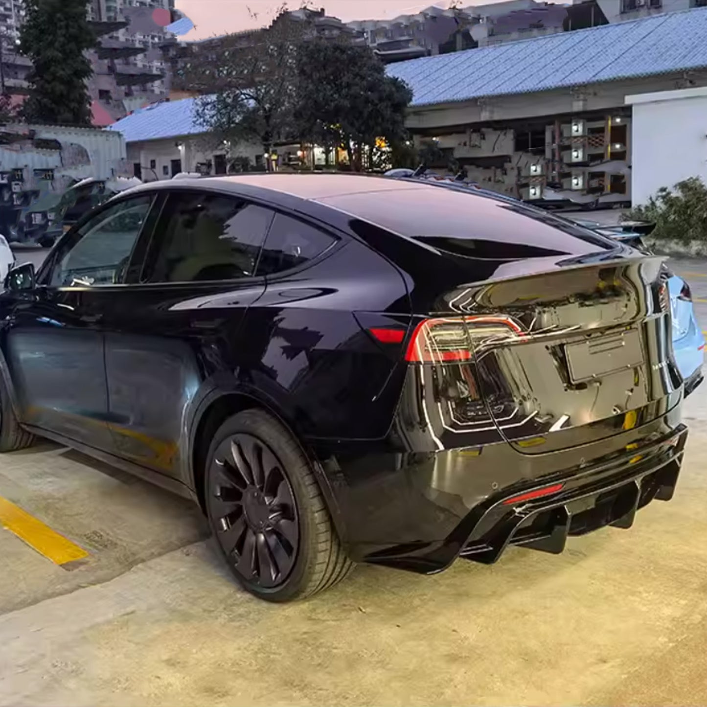 Tesla Model Y diffuser Replacement with hitch cover Gloss Black With installtion