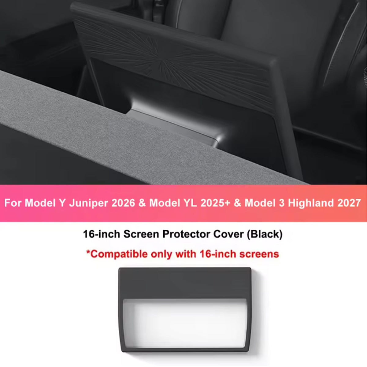Model 3/Y 2026+ 16-inch Screen Protector Silicone Protective Frame Edge Cover