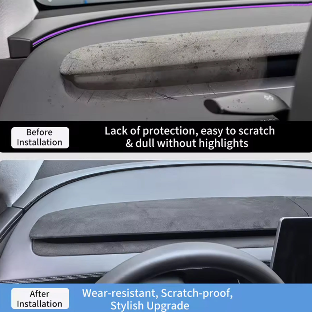 Tesla Model 3 Model Y Alcantara Dashboard Upper and Lower Cover 4 pcs set