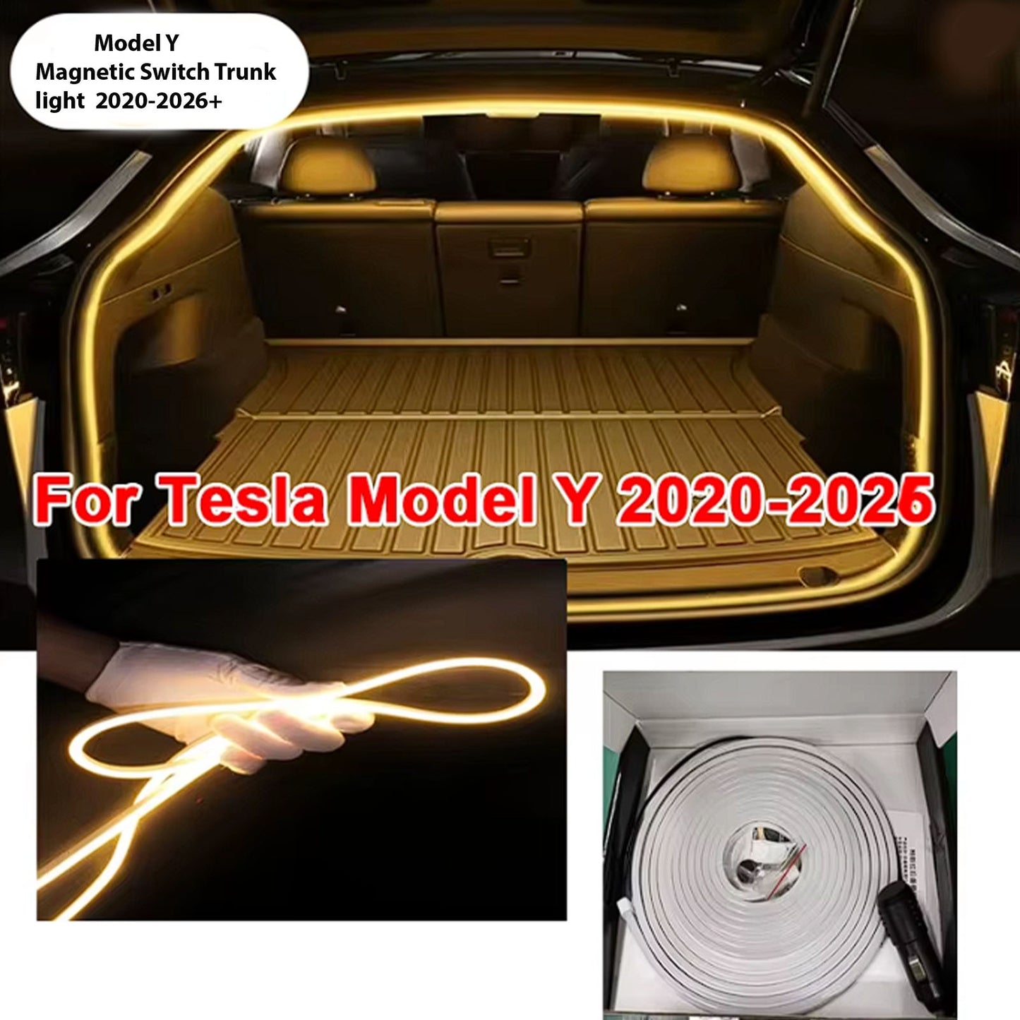 Tesla All Model Y Trunk light Magnetic switch Auto ON/OFF Cool White 6000k