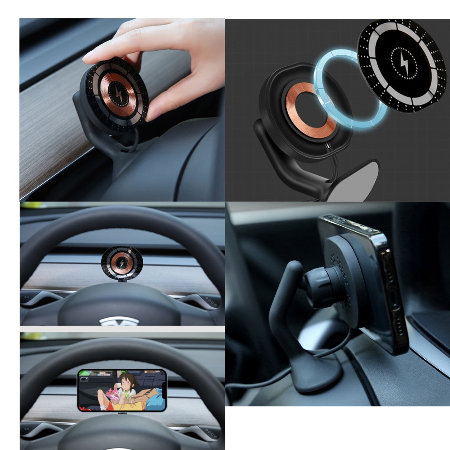Tesla Model 3/Y Steering wheel magnetic Magsafe wireless fast charge