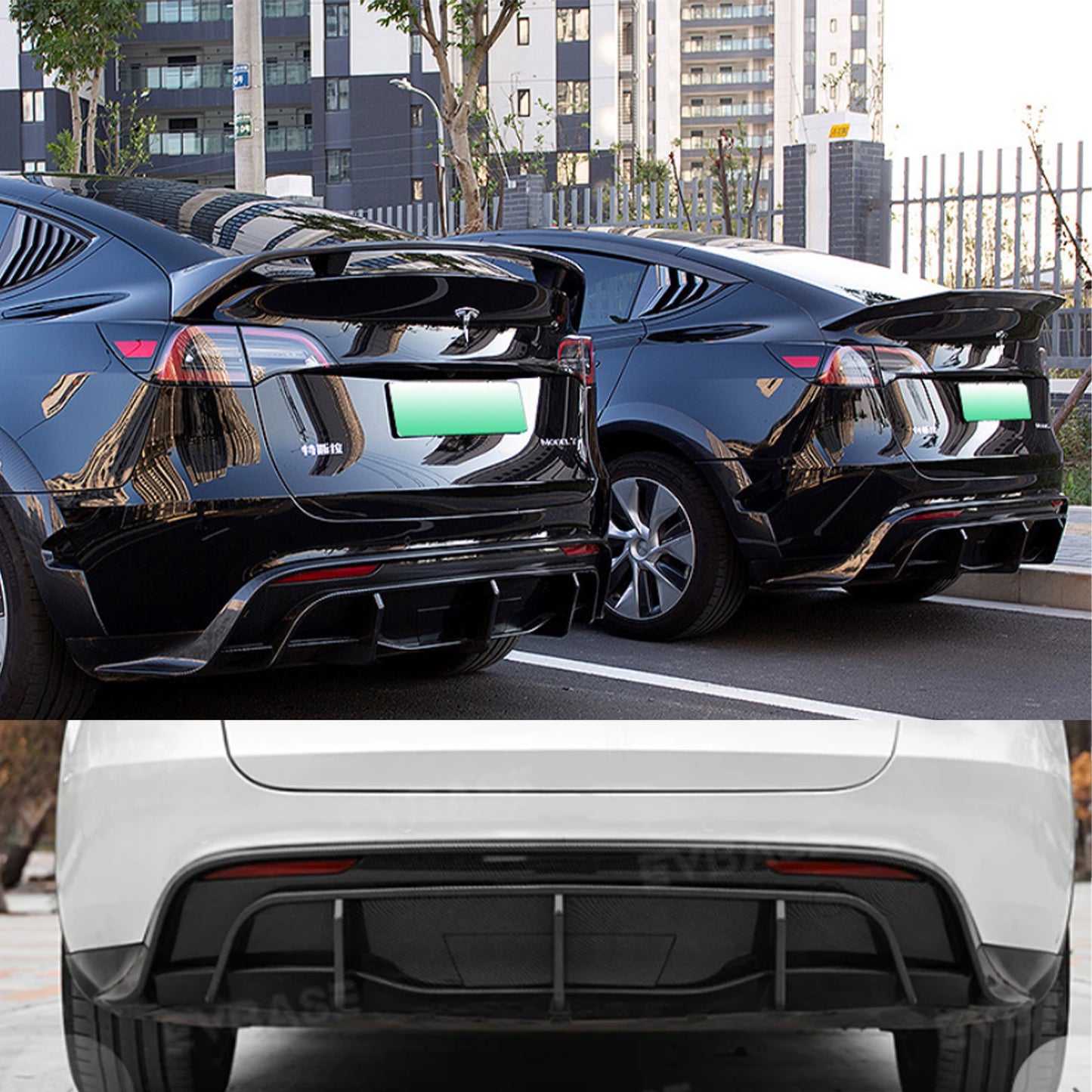 Tesla Model Y diffuser Replacement with hitch cover Gloss Black With installtion
