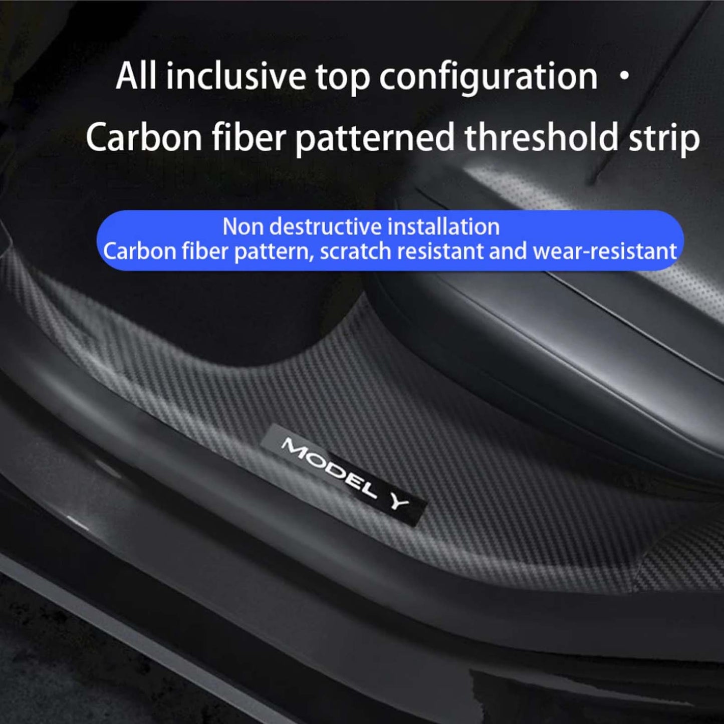 Tesla Model Y 4pcs inner door sill guard Protector Cover Matte Carbon Fiber