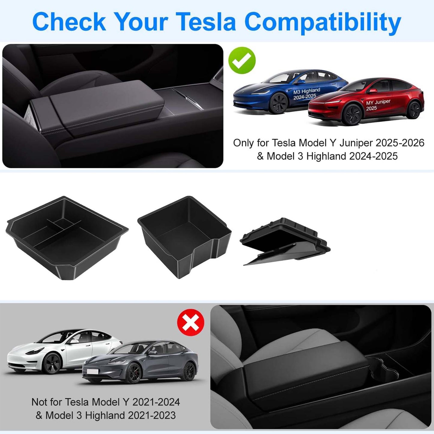 Tesla Model 3 Model Y Center Console Organizer Tray HL JP 3pcs