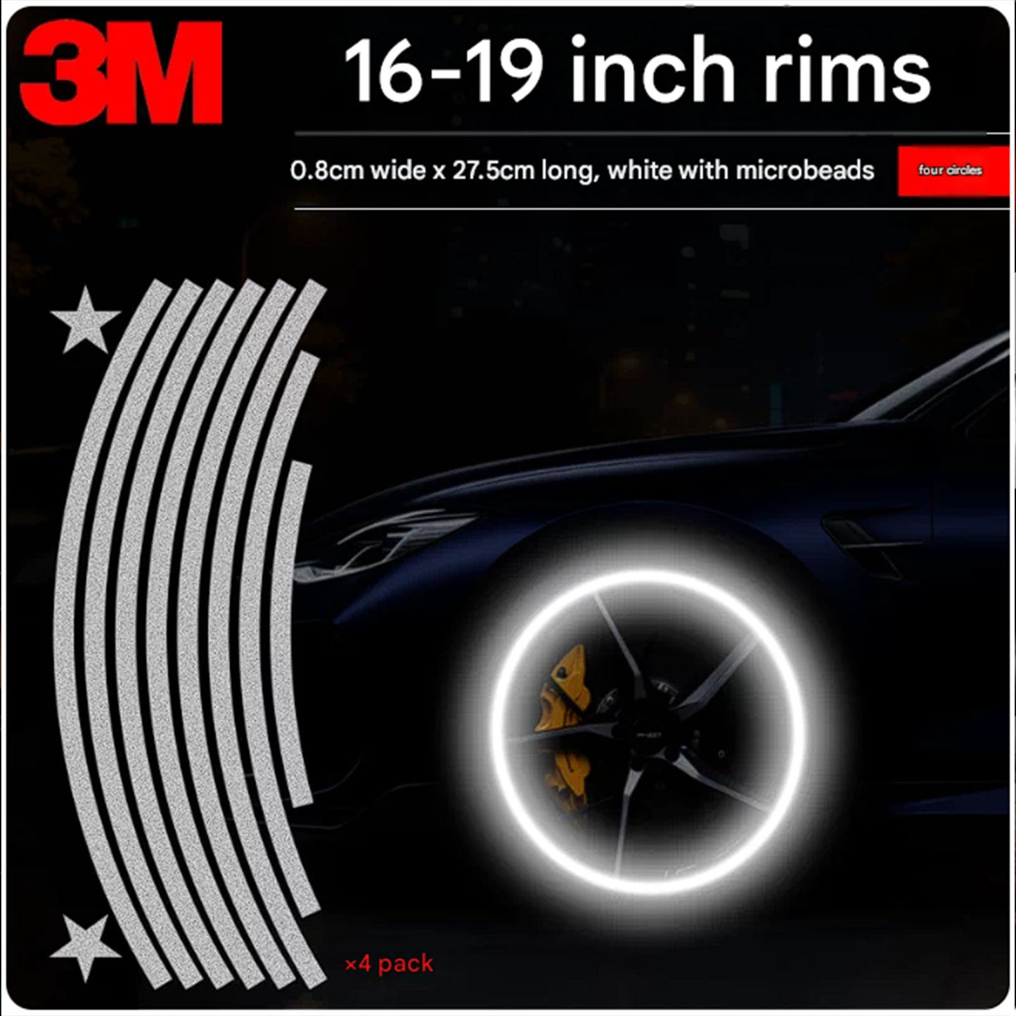 Car Wheel Rim Reflective Sticker 16inch to 21 inch