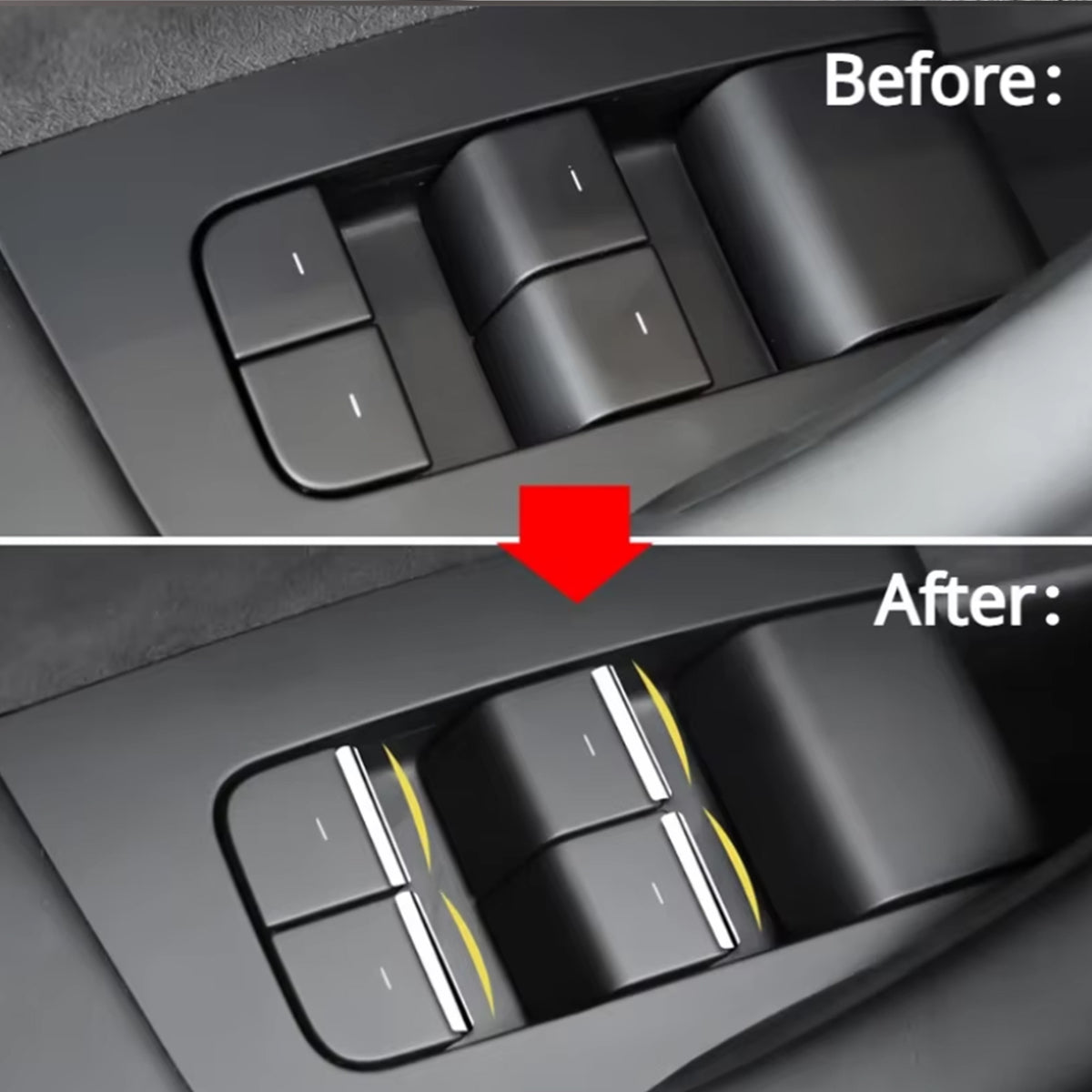 Model 3 Model Y Window Lift Button Sequins Trim 7 pcs