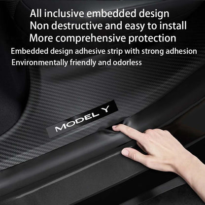 Tesla Model Y 4pcs inner door sill guard Protector Cover Matte Carbon Fiber
