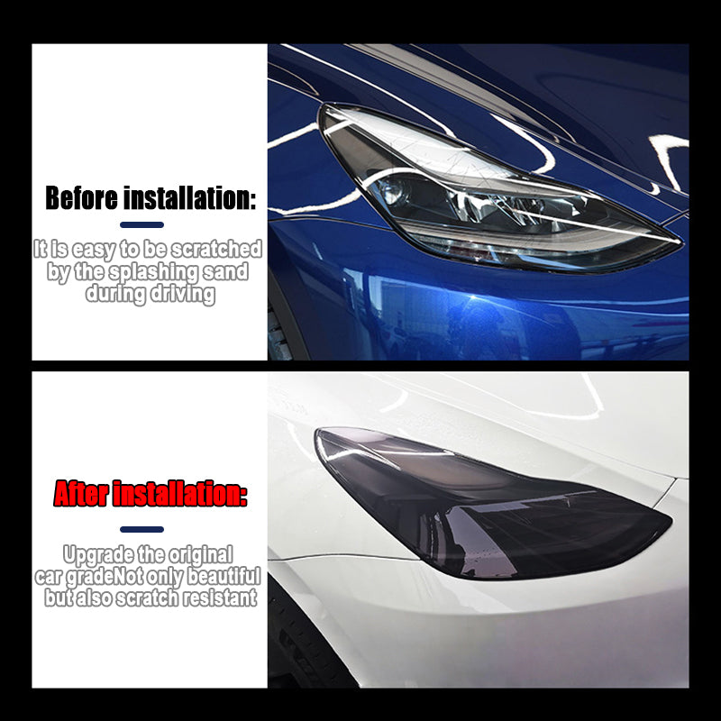 Model Y Model 3 Front light PPF Pre Cut Smoke Tint