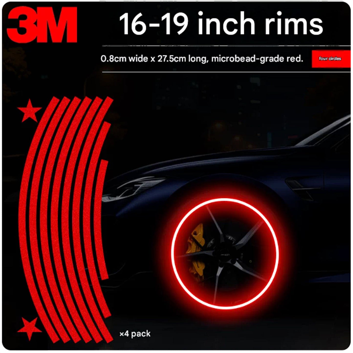 Car Wheel Rim Reflective Sticker 16inch to 21 inch