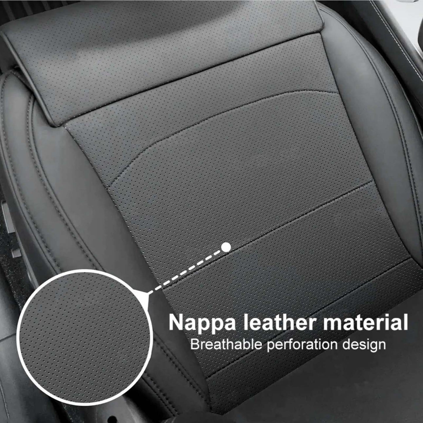 Model Y Model 3 Nappa Leather Front Seat Covers with Padded Leg Support 1PC