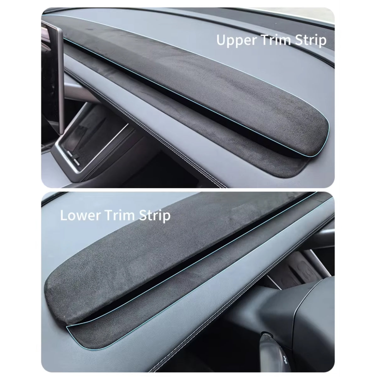 Tesla Model 3 Model Y Alcantara Dashboard Upper and Lower Cover 4 pcs set